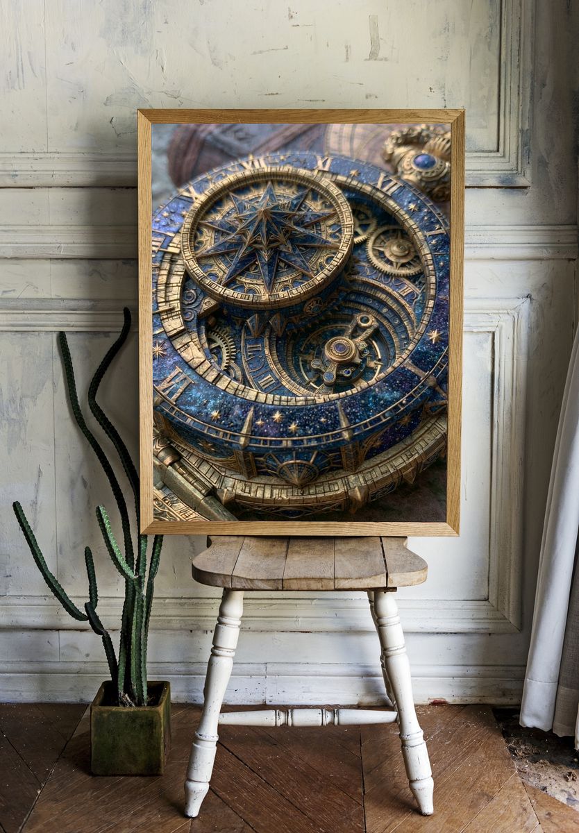 Celestial Astrolabe Illustration Poster. — room view 1