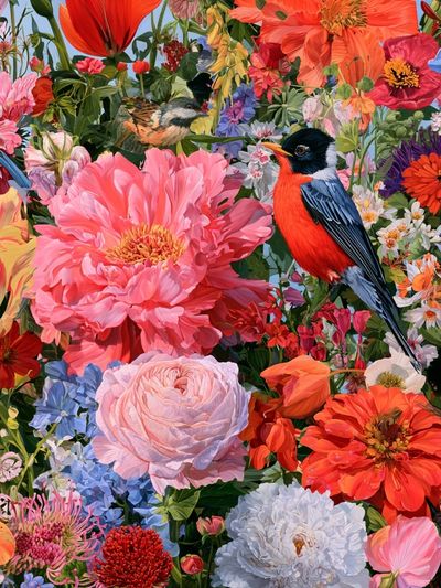 Birds in Bloom Illustration Poster. poster