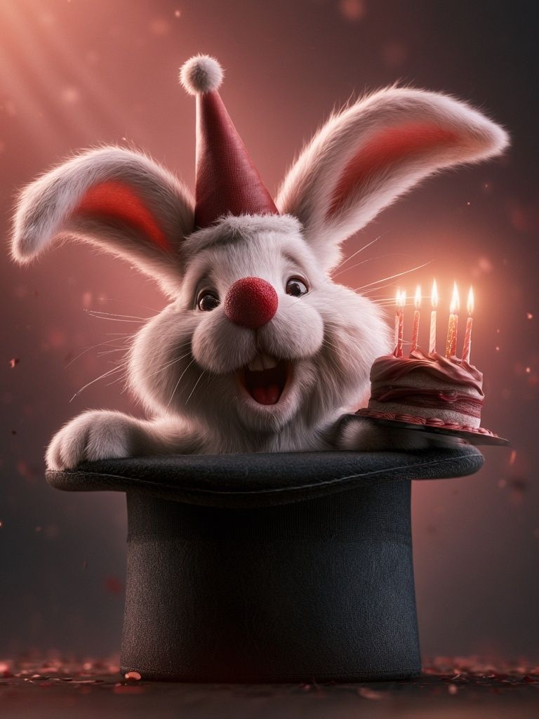 Birthday Bunny Magic Illustration Poster. poster — illustration art