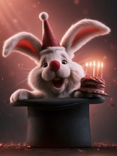 Birthday Bunny Magic Illustration Poster. poster