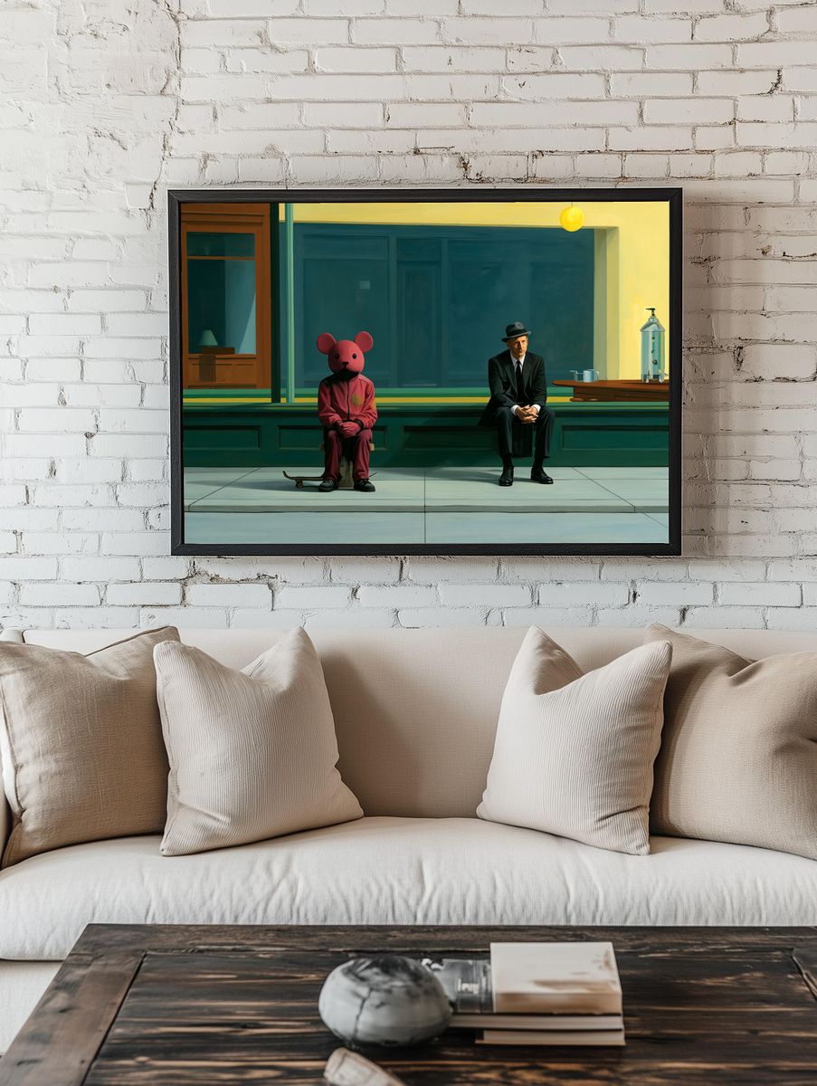 Surreal Waiting Room Illustration Poster. — room view 1