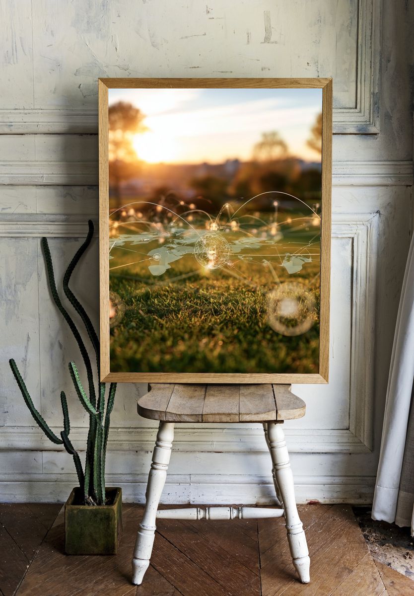 Connected World Sunset Poster. — room view 1