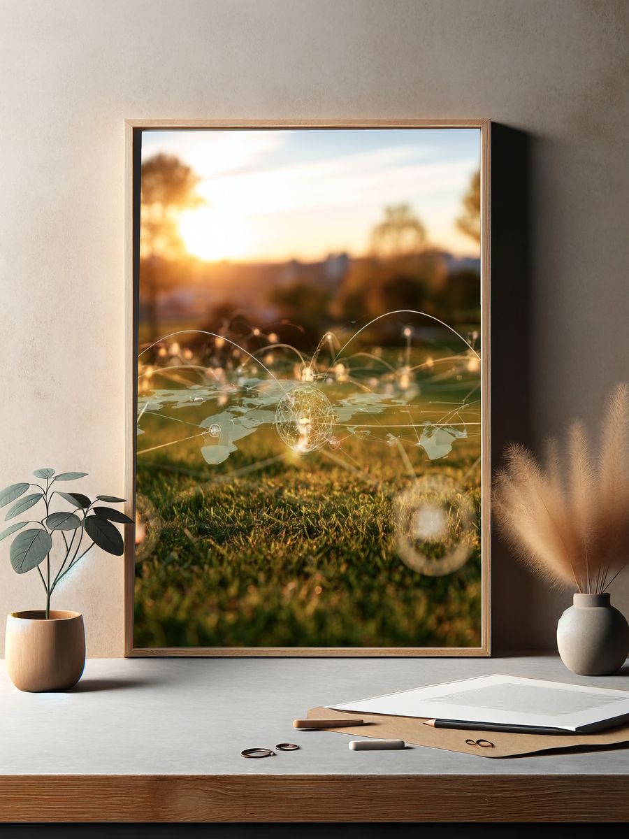 Connected World Sunset Poster. — room view 2