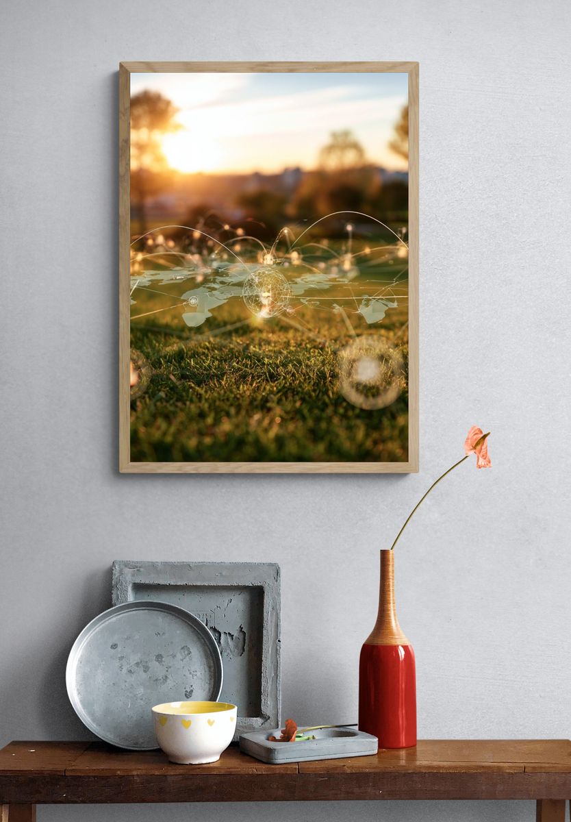 Connected World Sunset Poster. — room view 3
