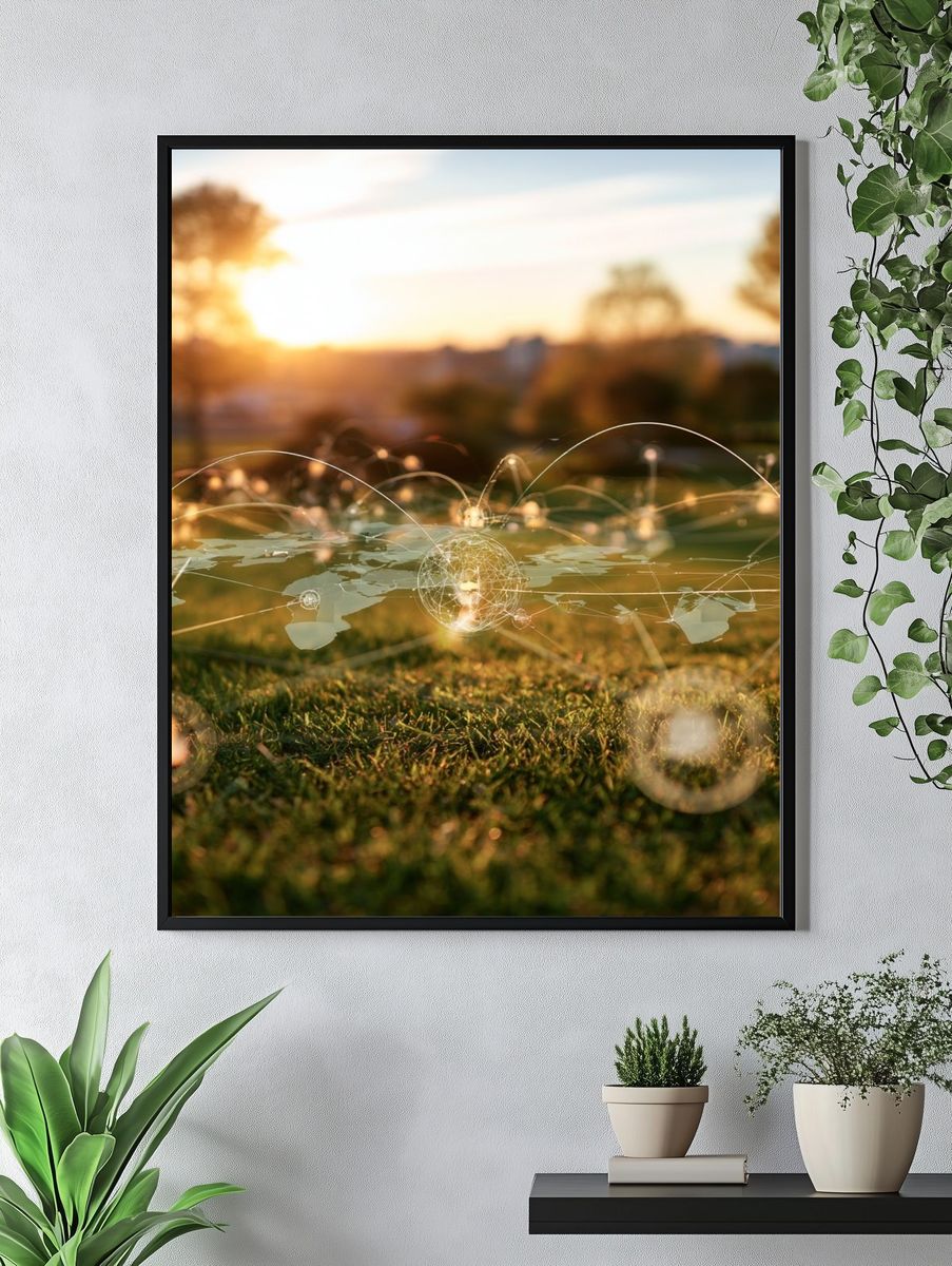 Connected World Sunset Poster. — room view 4