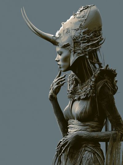 Horned Surreal Figure Print. poster print
