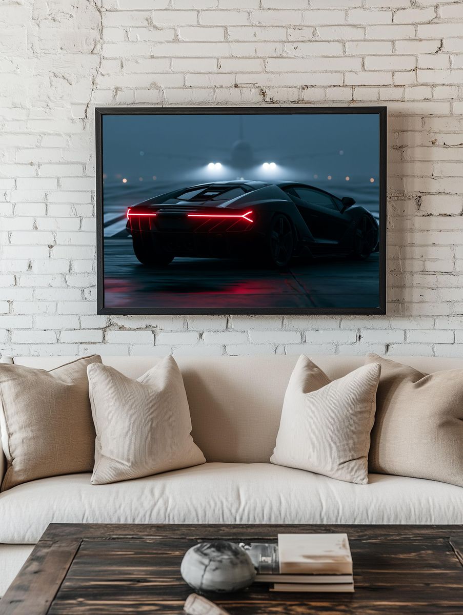 Futuristic Supercar Night Run Poster. room preview