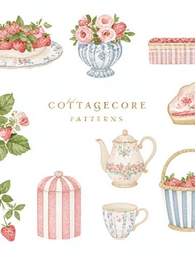 Cottagecore Patterns Illustration Poster. poster detail