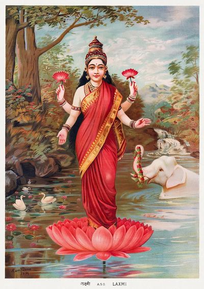 Lakshmi (1894), vintage Hindu Goddess. poster print