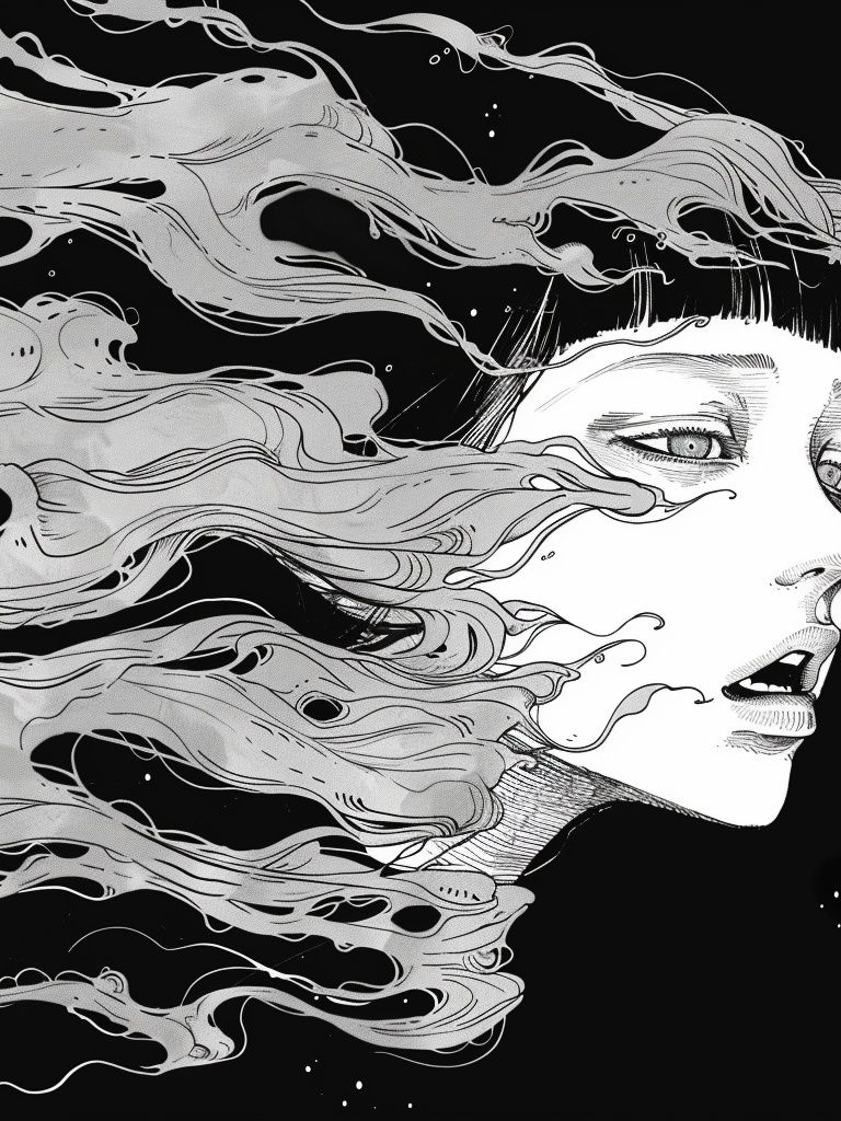 Surreal Woman in Wind Illustration Poster. poster — illustration art