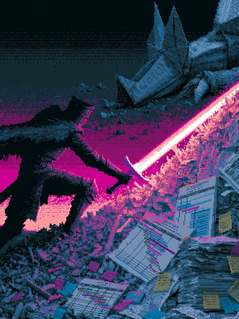 Neon Lightsaber Battle Illustration Poster. poster detail