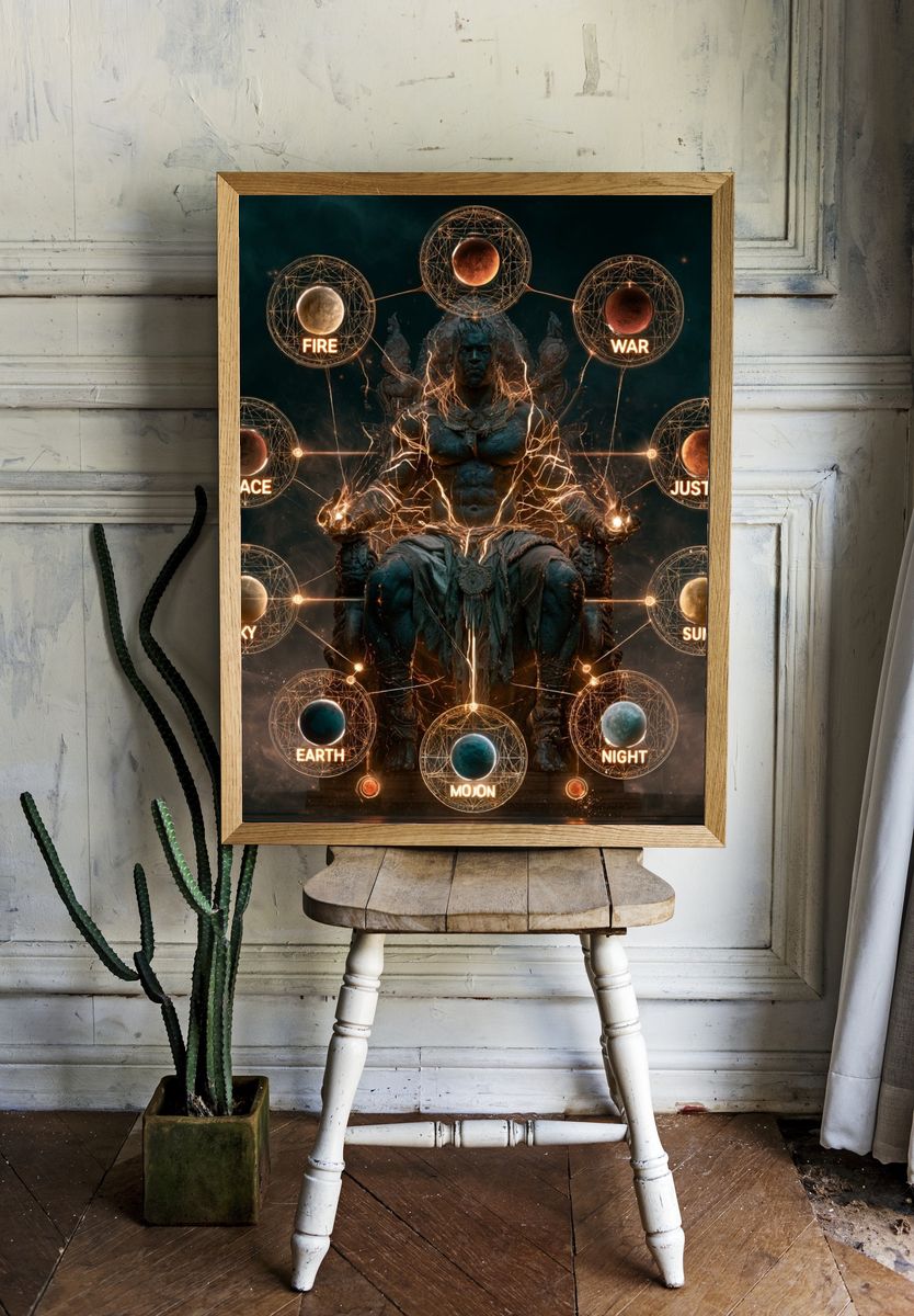 Cosmic Elements Throne Illustration Poster. room preview