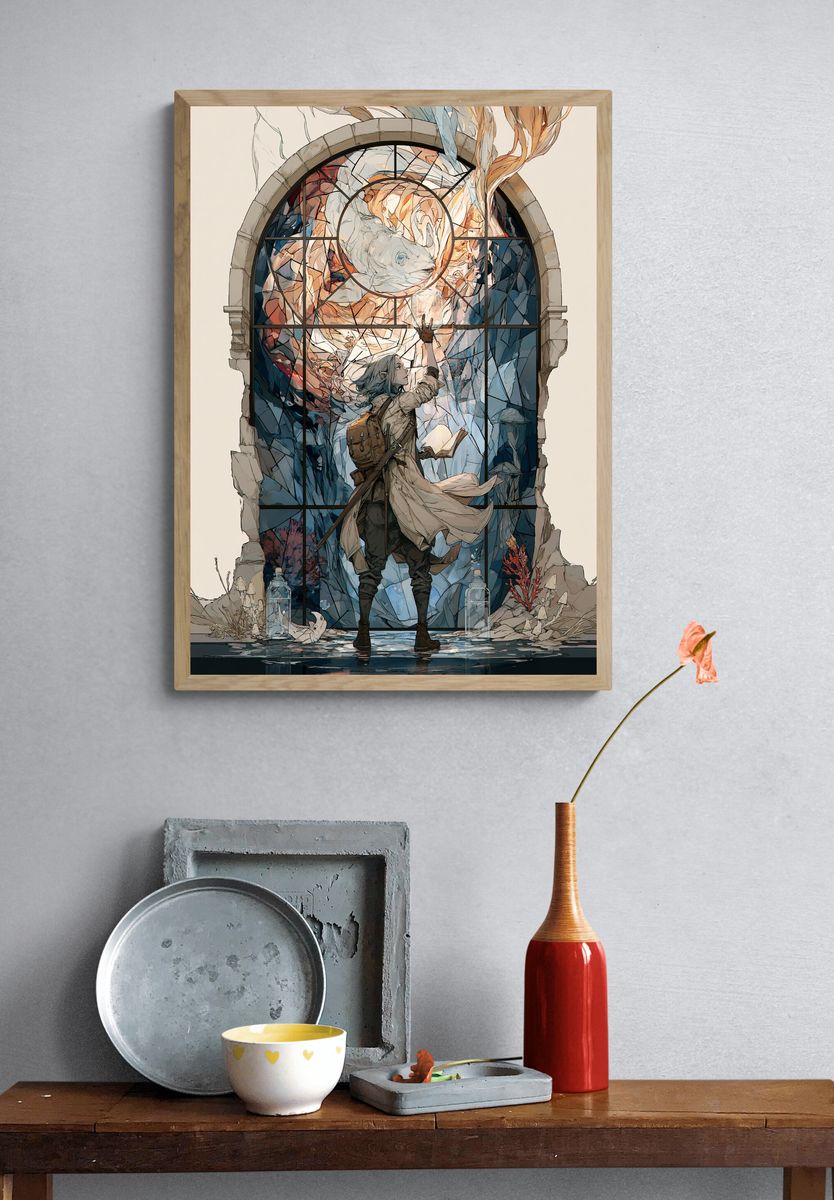 Underwater Stained Glass Fantasy Print. — room view 3