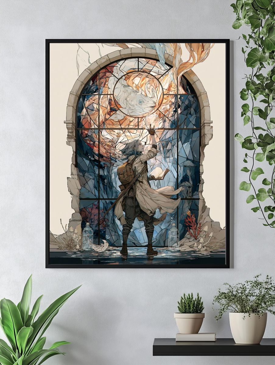 Underwater Stained Glass Fantasy Print. — room view 4