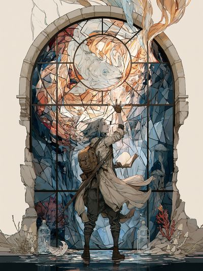 Underwater Stained Glass Fantasy Print.
