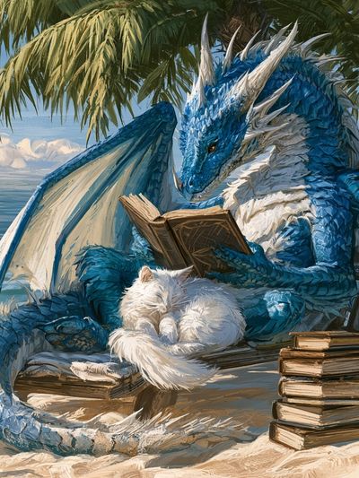 Blue Dragon Beach Reading Poster. poster