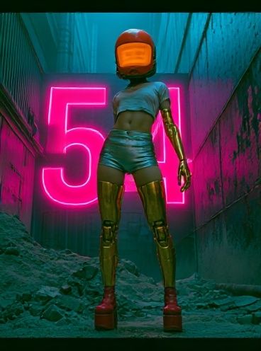 Cyberpunk Helmet Figure Poster. poster — illustration art