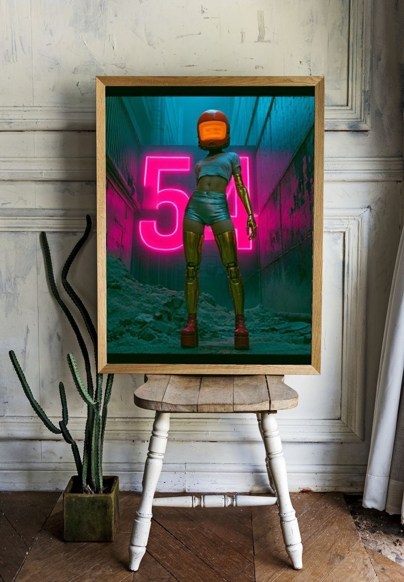 Cyberpunk Helmet Figure Poster. room preview