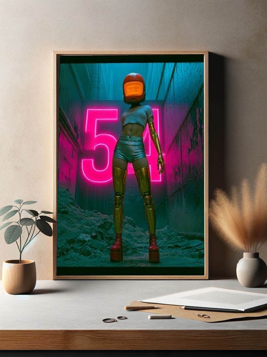 Cyberpunk Helmet Figure Poster. — room view 2
