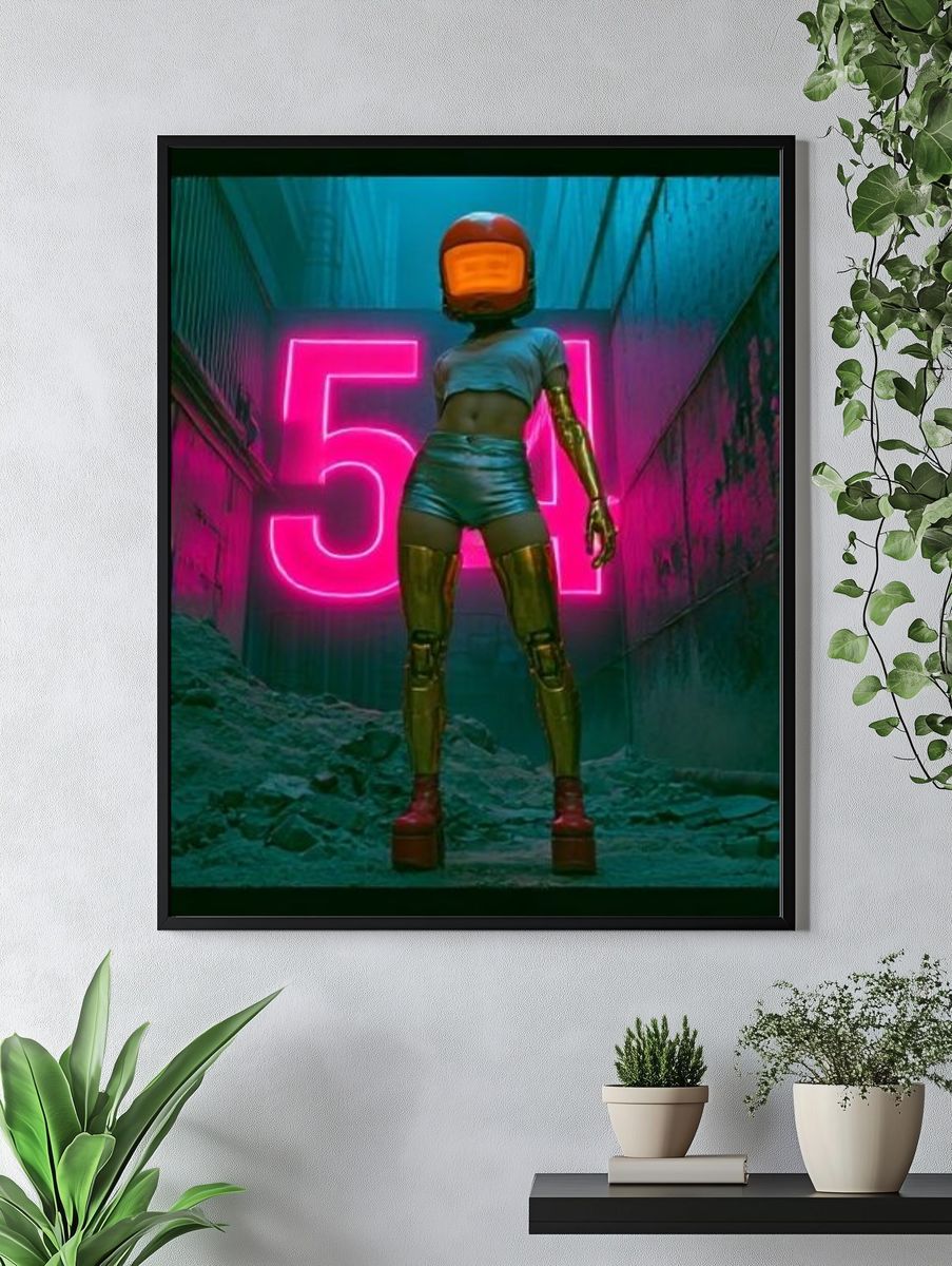 Cyberpunk Helmet Figure Poster. — room view 4