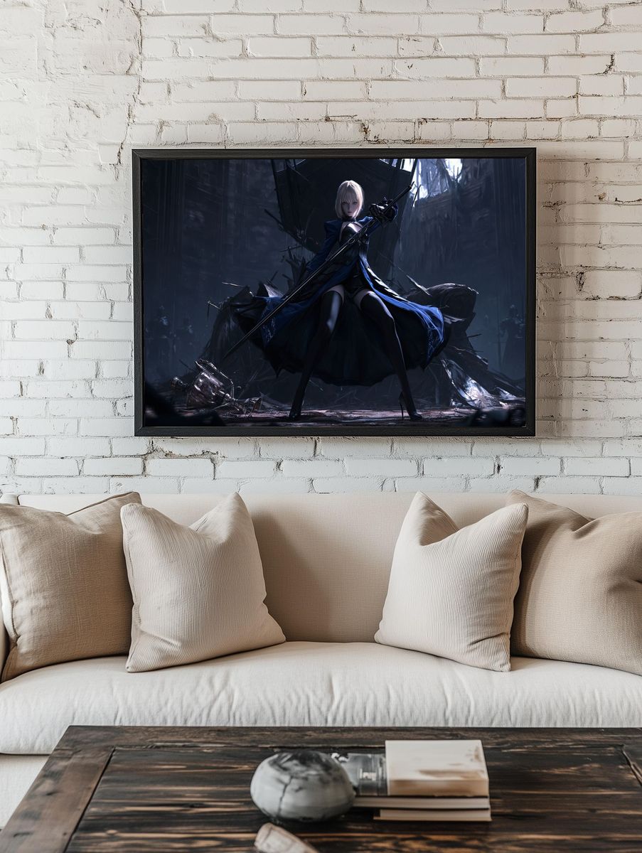 Dark Fantasy Warrior Illustration Poster. room preview