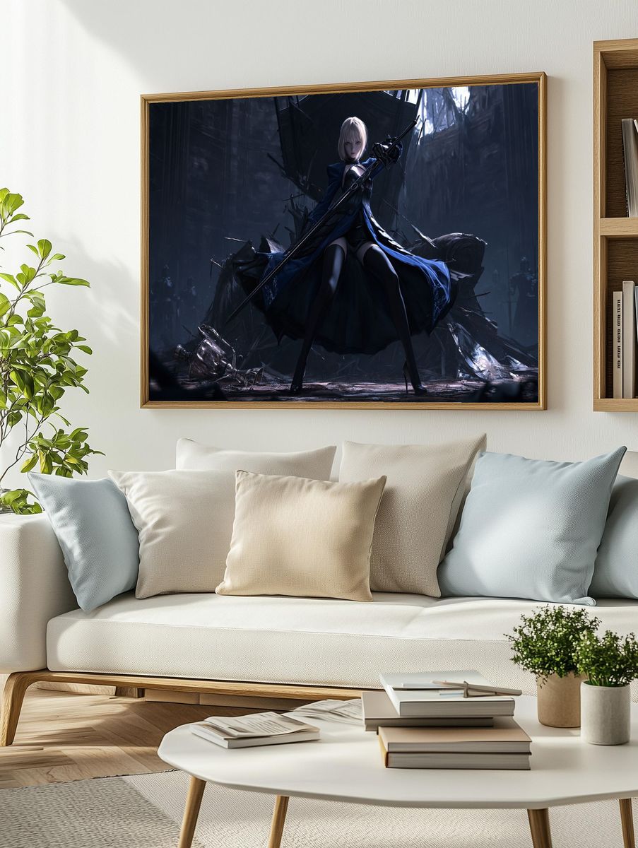 Dark Fantasy Warrior Illustration Poster. — room view 2