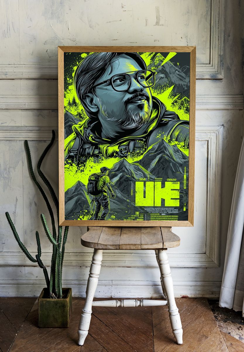 Mountain Hiker Portrait Illustration Poster. — room view 1