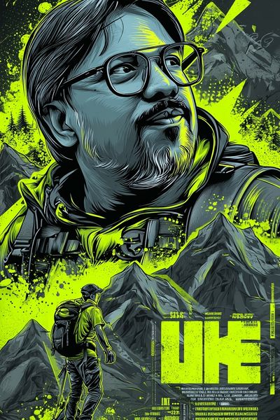 Mountain Hiker Portrait Illustration Poster. poster print