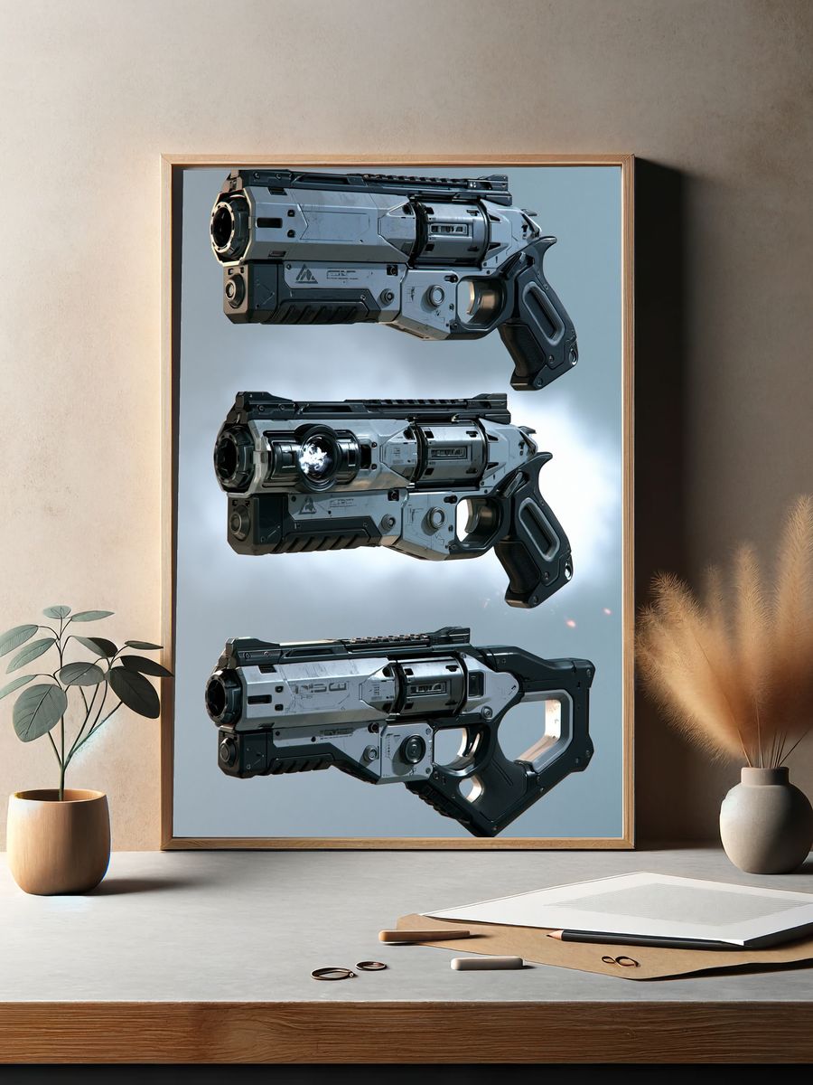 Futuristic Sci-Fi Blaster Poster. — room view 2