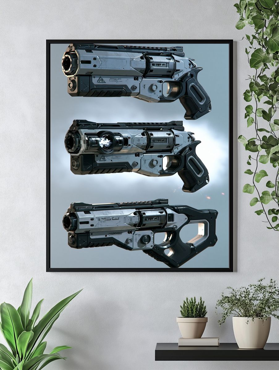 Futuristic Sci-Fi Blaster Poster. — room view 4