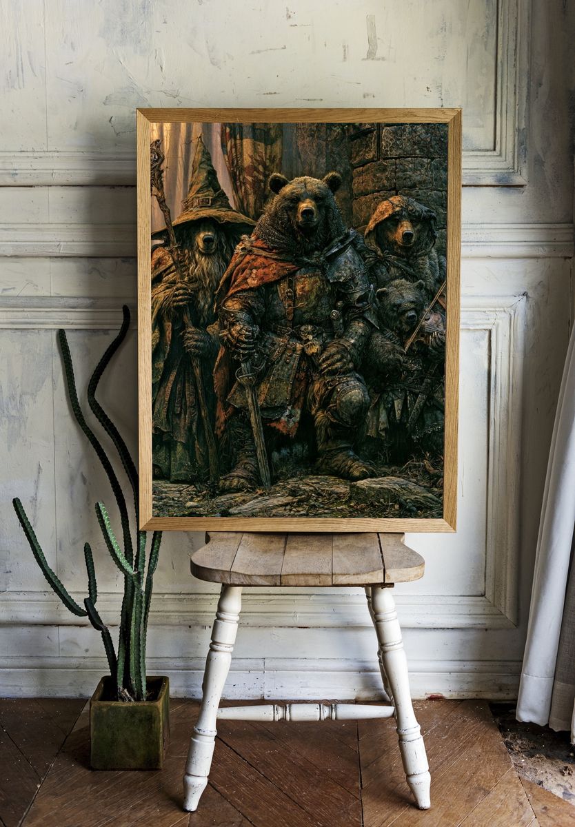 Armored Bear Guardians Fantasy Print. — room view 1