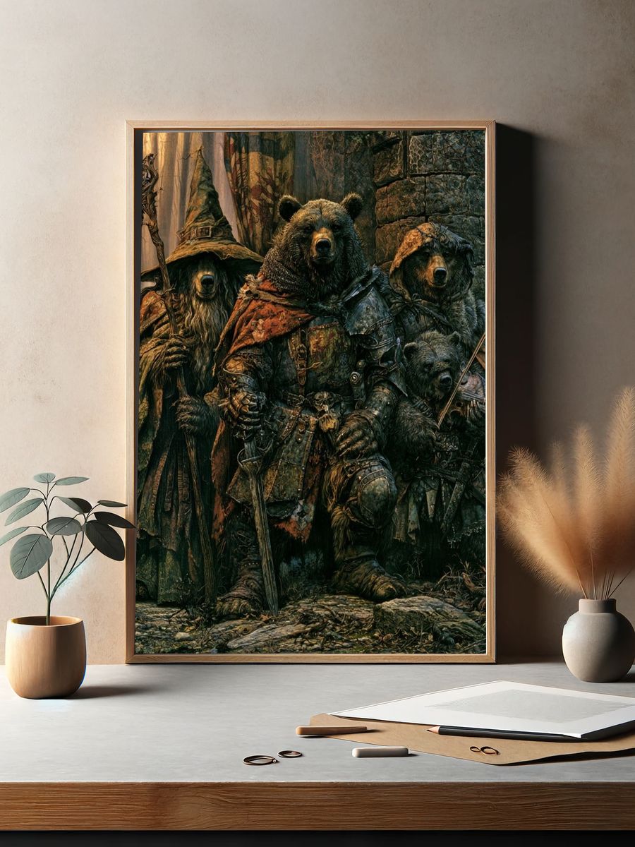 Armored Bear Guardians Fantasy Print. — room view 2