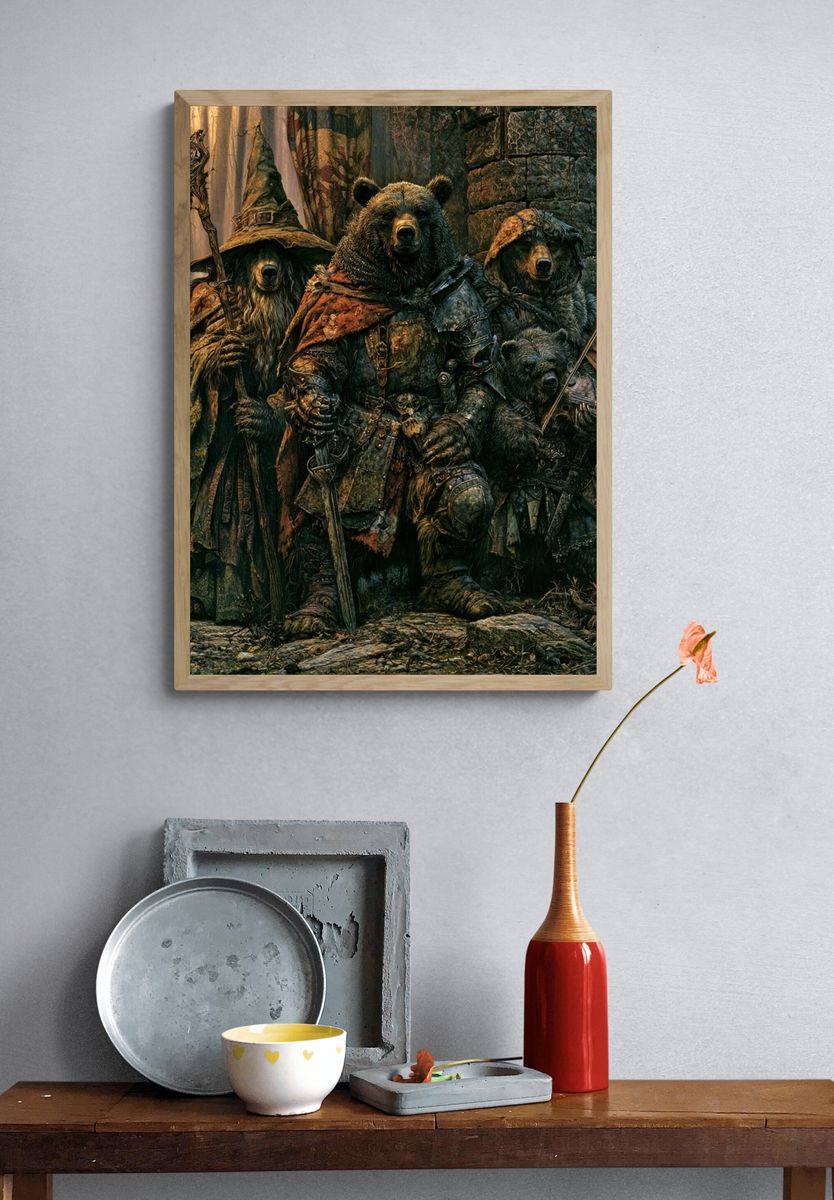 Armored Bear Guardians Fantasy Print. — room view 3