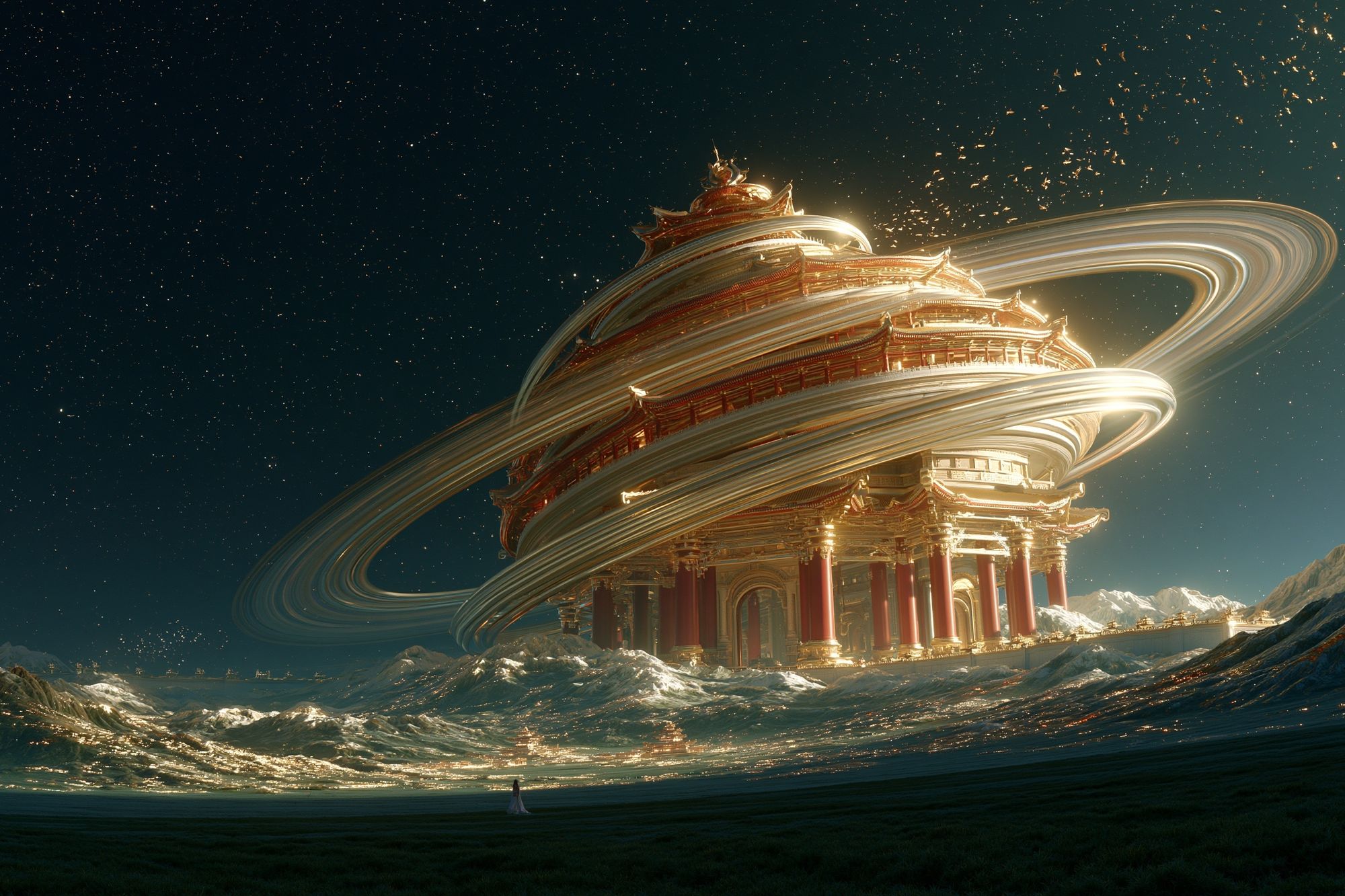 Celestial Temple Sci-Fi Poster. poster — illustration art
