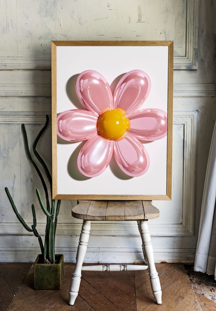 Pink Balloon Flower Print. room preview
