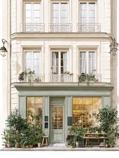 Parisian Shopfront Watercolor Print. poster