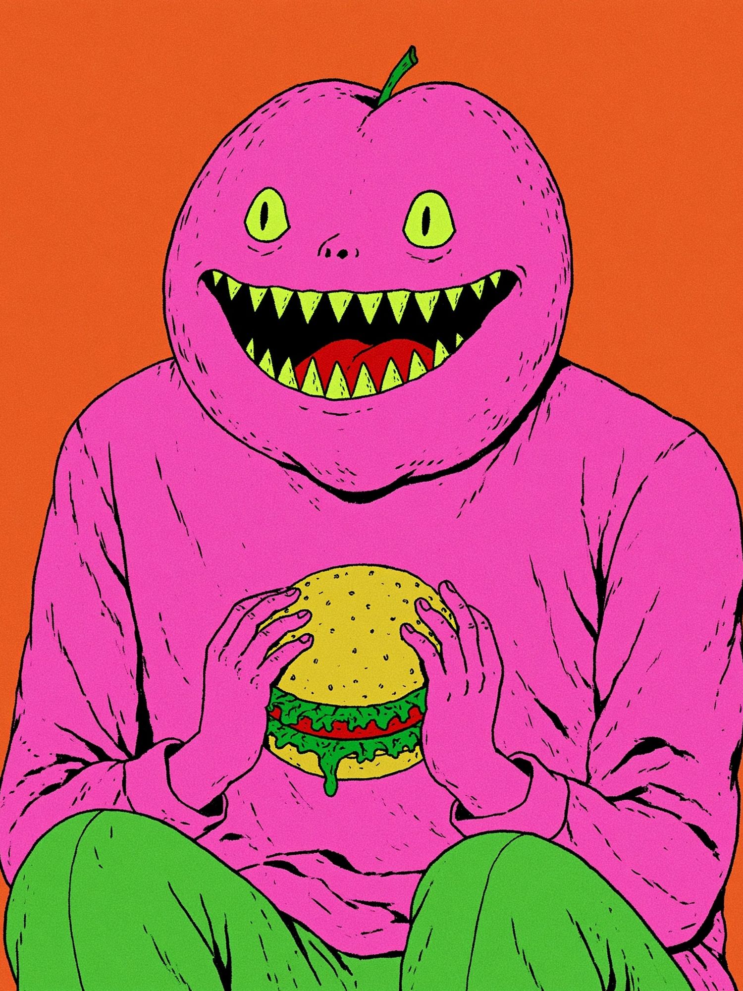 Monster Burger Illustration Poster. poster — illustration art