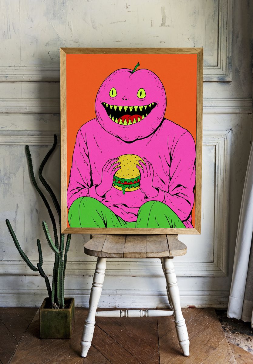 Monster Burger Illustration Poster. — room view 1