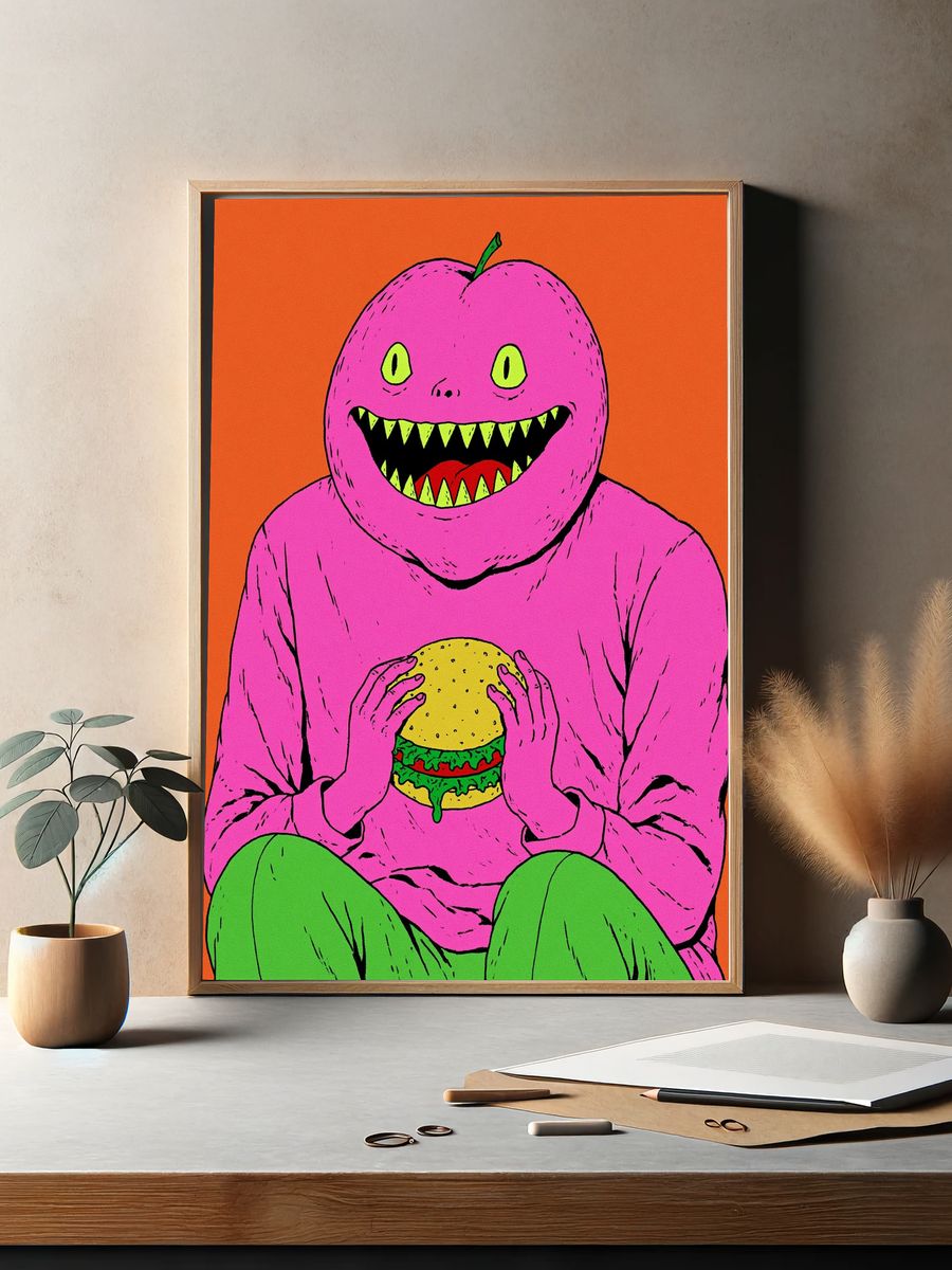 Monster Burger Illustration Poster. — room view 2