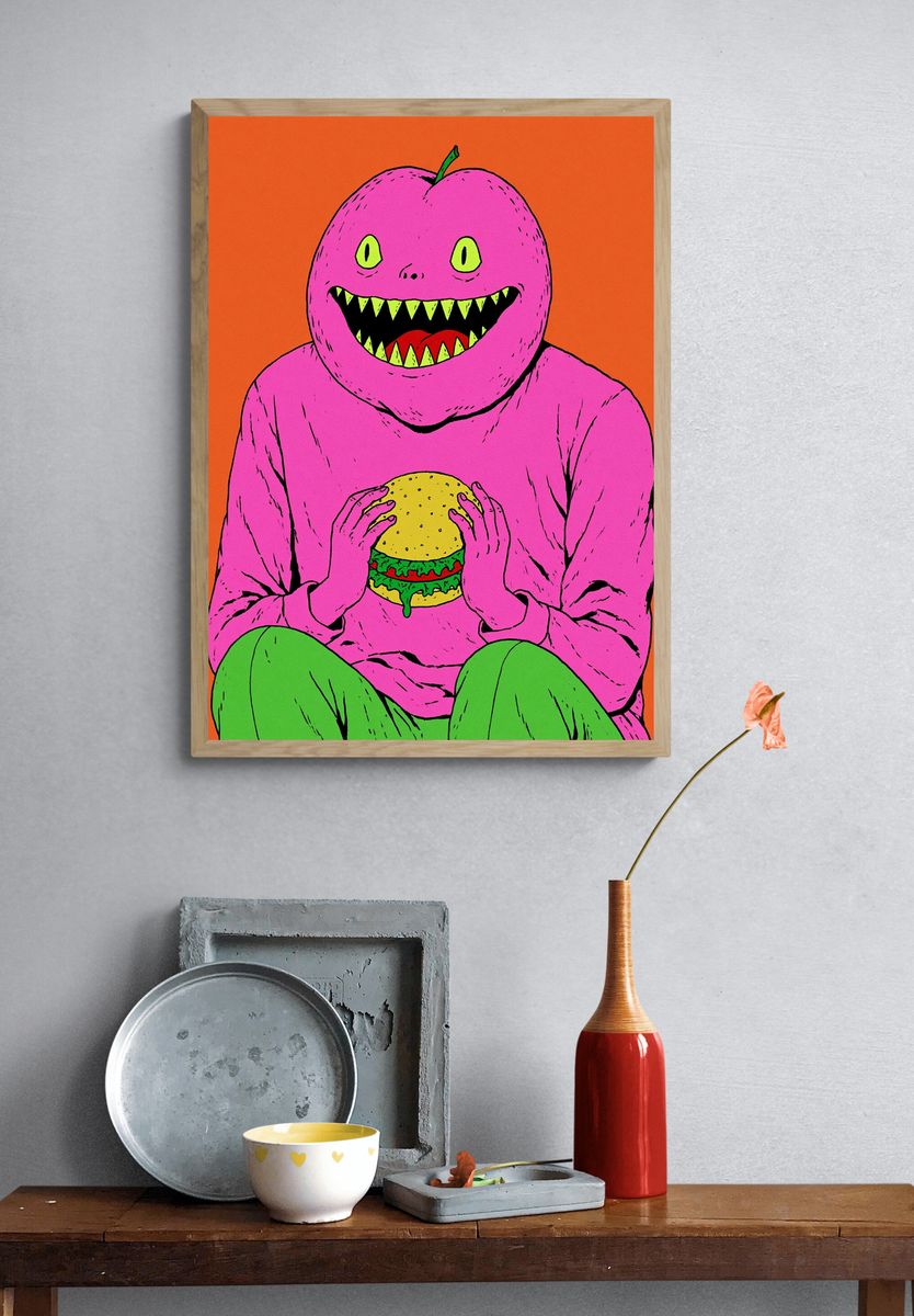 Monster Burger Illustration Poster. — room view 3