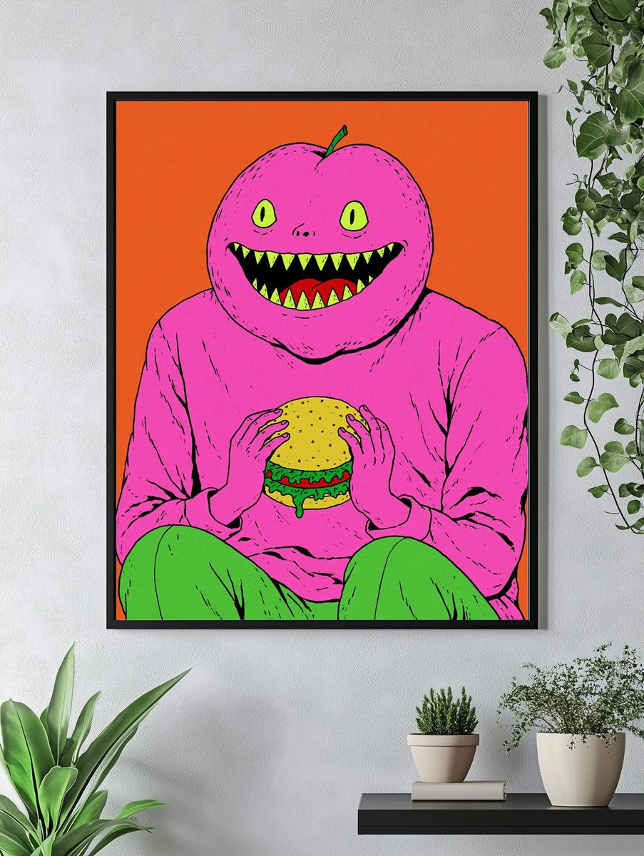 Monster Burger Illustration Poster. — room view 4