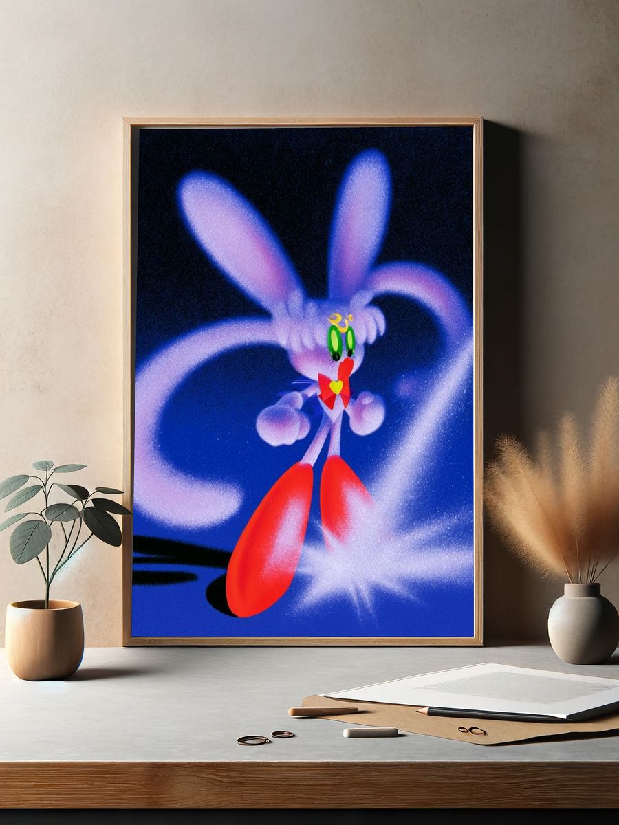 Surreal Bunny Digital Art Poster. — room view 2