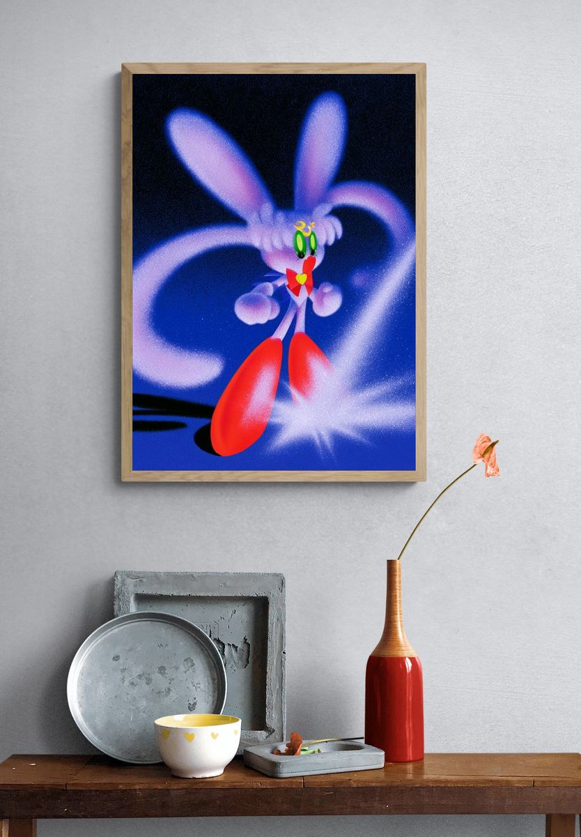 Surreal Bunny Digital Art Poster. — room view 3
