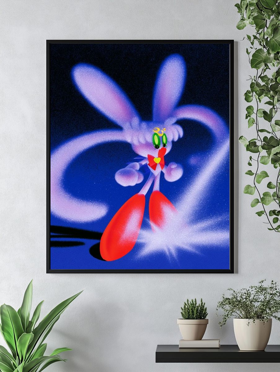 Surreal Bunny Digital Art Poster. — room view 4