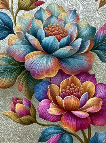 Rainbow Floral Illustration Poster. poster detail