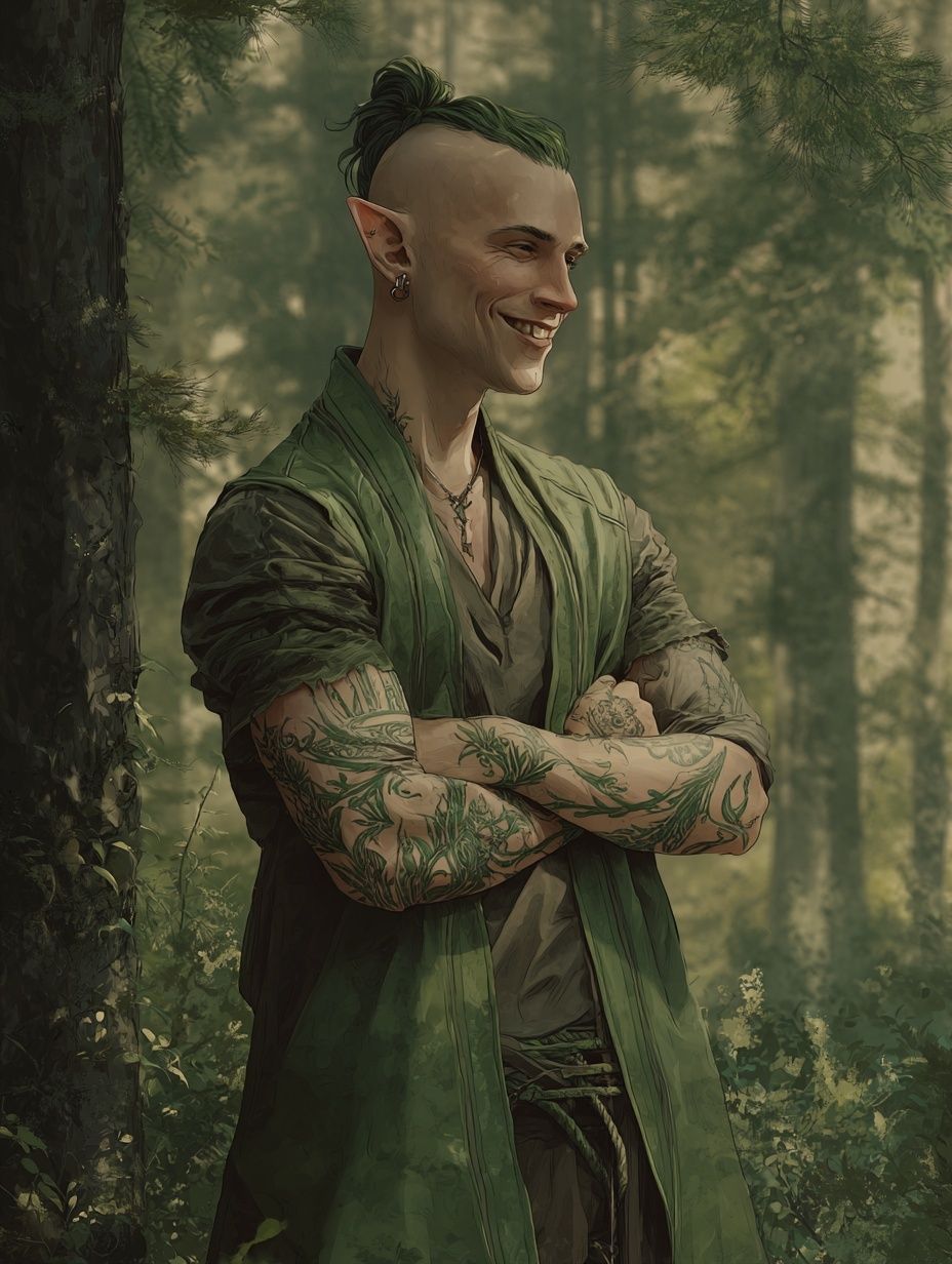 Forest Elf Portrait Illustration Poster. poster detail