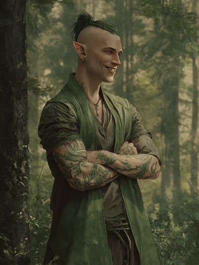 Forest Elf Portrait Illustration Poster.