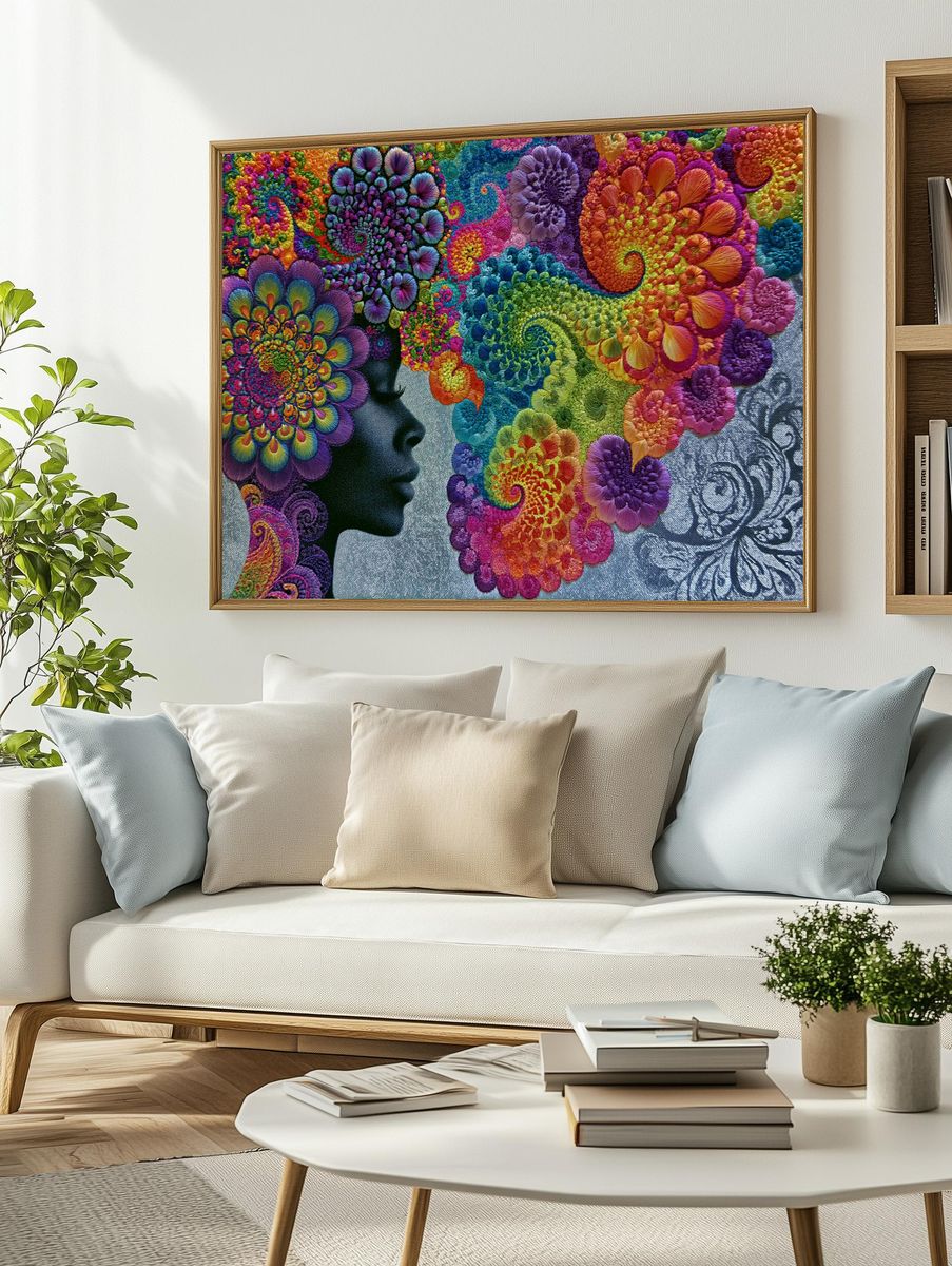 Neon Cat Characters Illustration Poster. — room view 2