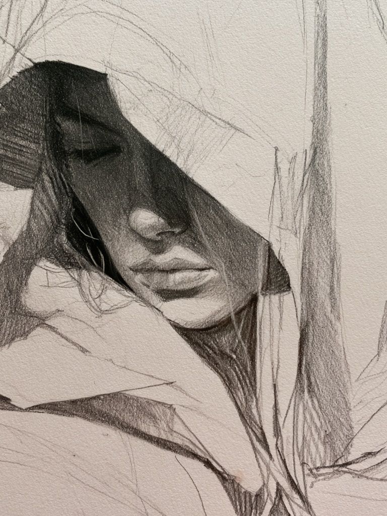 Hooded Portrait Sketch Poster. poster detail