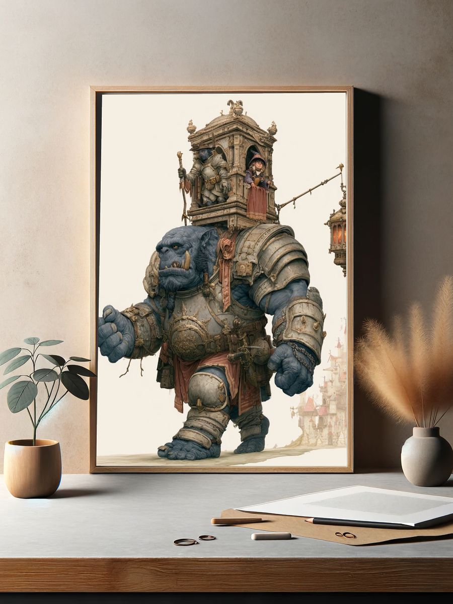 Fantasy Ogre Guardian Print. — room view 2